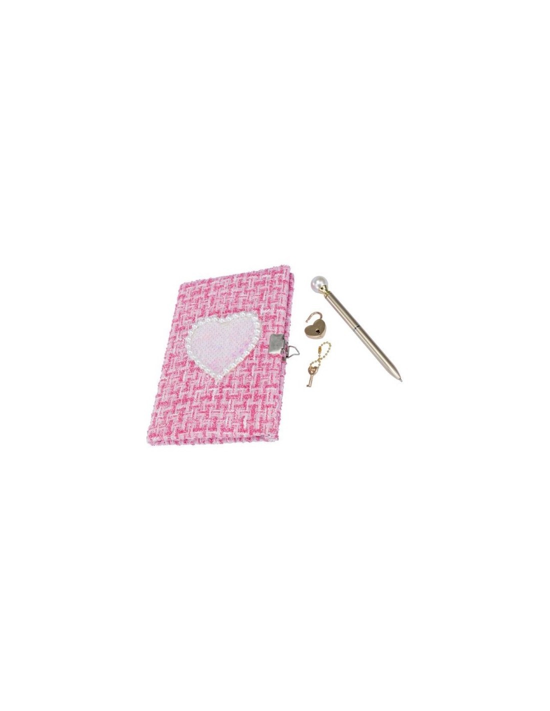 Girabrilla Tweed Diario Segreto Rosa – Quaderno con Cuore in Paillettes e Lucchetto
