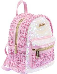 Girabrilla Tweed Zainetto Rosa – Zaino Bambina con Paillettes Reversibili