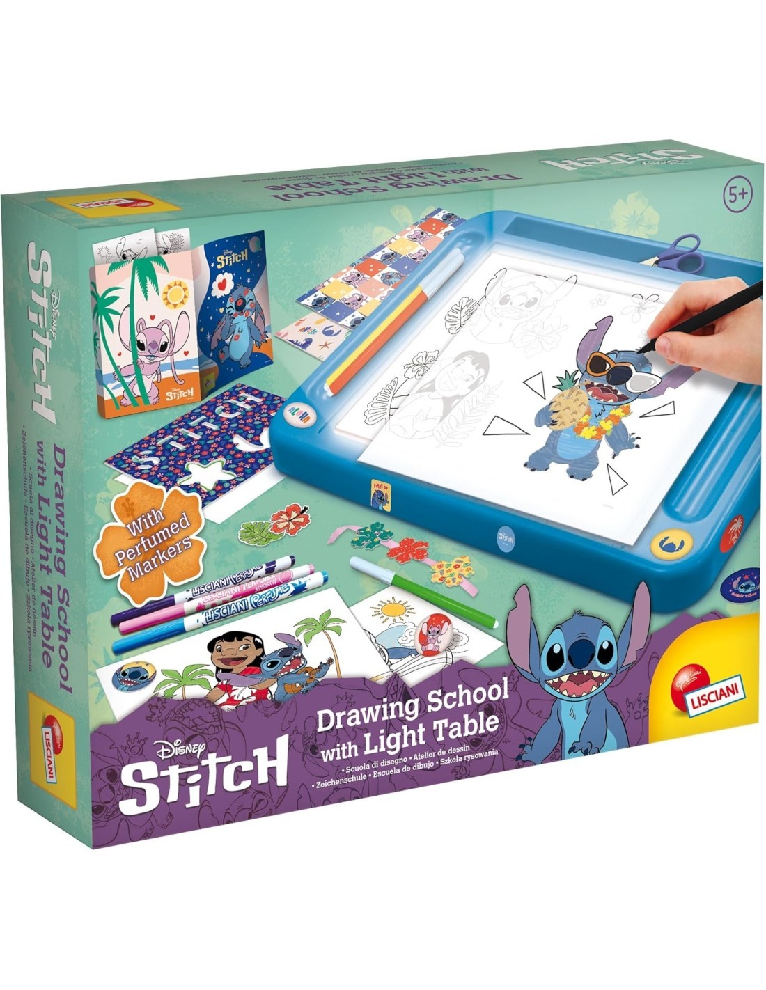 STITCH DRAWING SCHOOL, TAVOLO DA DISEGNO CON LUCE, GIOCO EDUCATIVO, DISEGNO CREATIVO PER BAMBINI