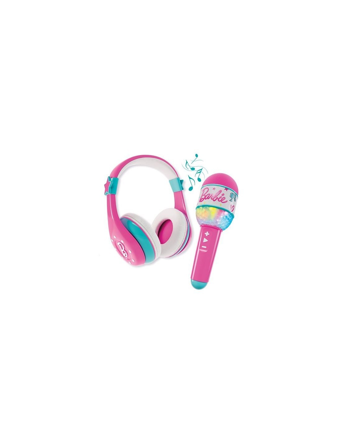 BARBIE SET MICROFONO E CUFFIE, BLUETOOTH, LUCI MULTICOLORI, 30X10X10 CM