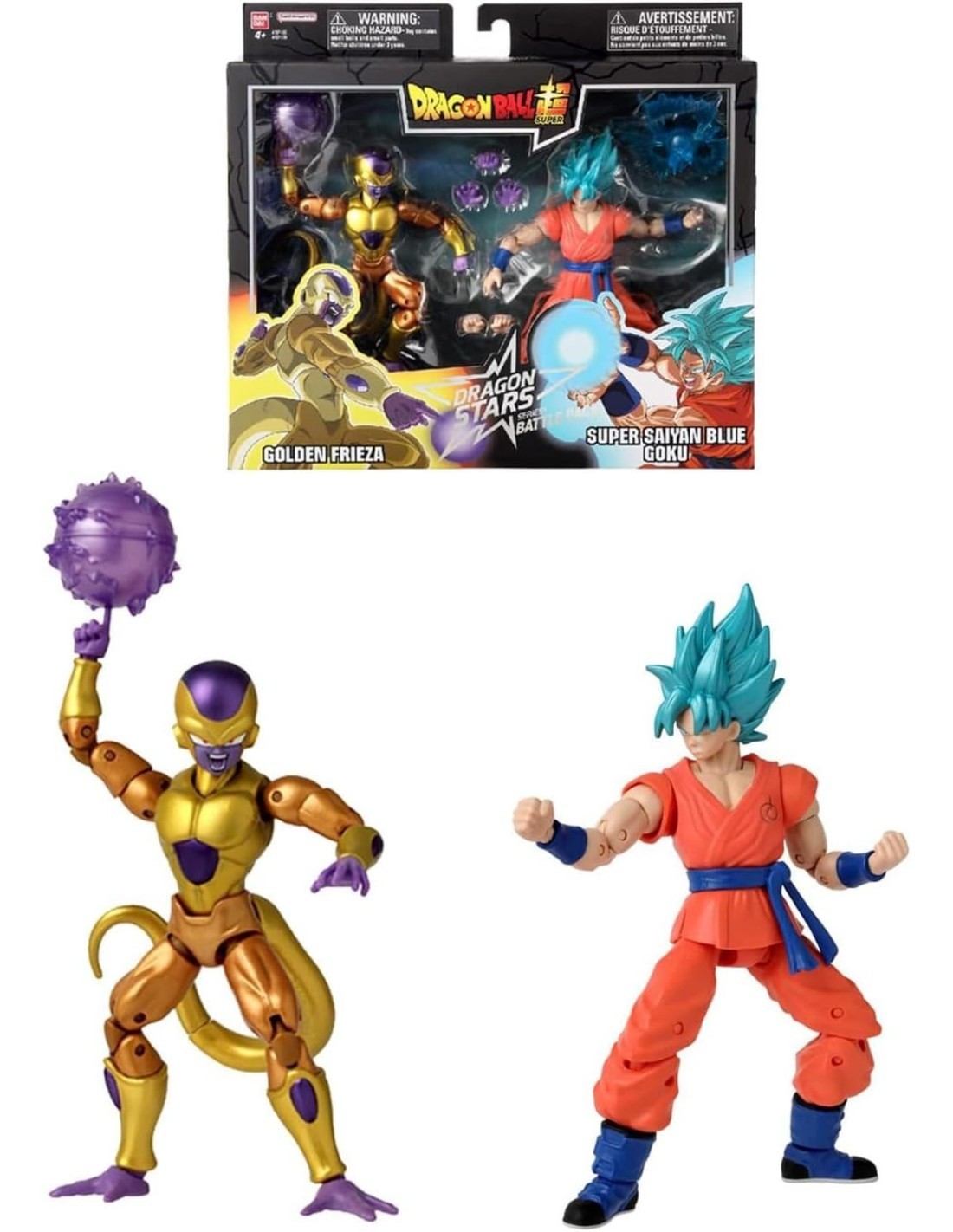 DRAGON BALL SUPER, BANDAI FIGURE DRAGON STARS, 17 CM, BATTLE PACK, GOLDEN FREEZER VS SUPER SAIYAN BLUE GOKU, SET 2 FIGURE