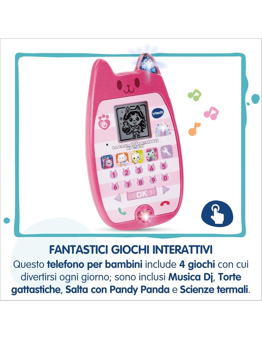 VTech Il Miaoraviglioso Telefono di Gabby - Smartphone Educativo per Bambini 3-7 Anni