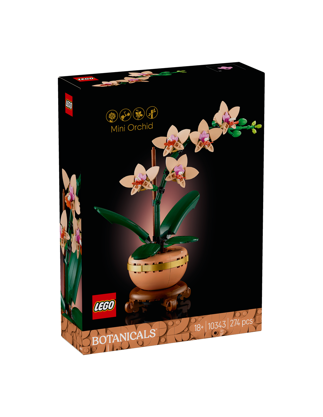 LEGO BOTANICAL 10343 MINI-ORCHIDEA,  FIORI ARTIFICIALI, VASO, DECORAZIONE CASA, MODELLINO ADULTI