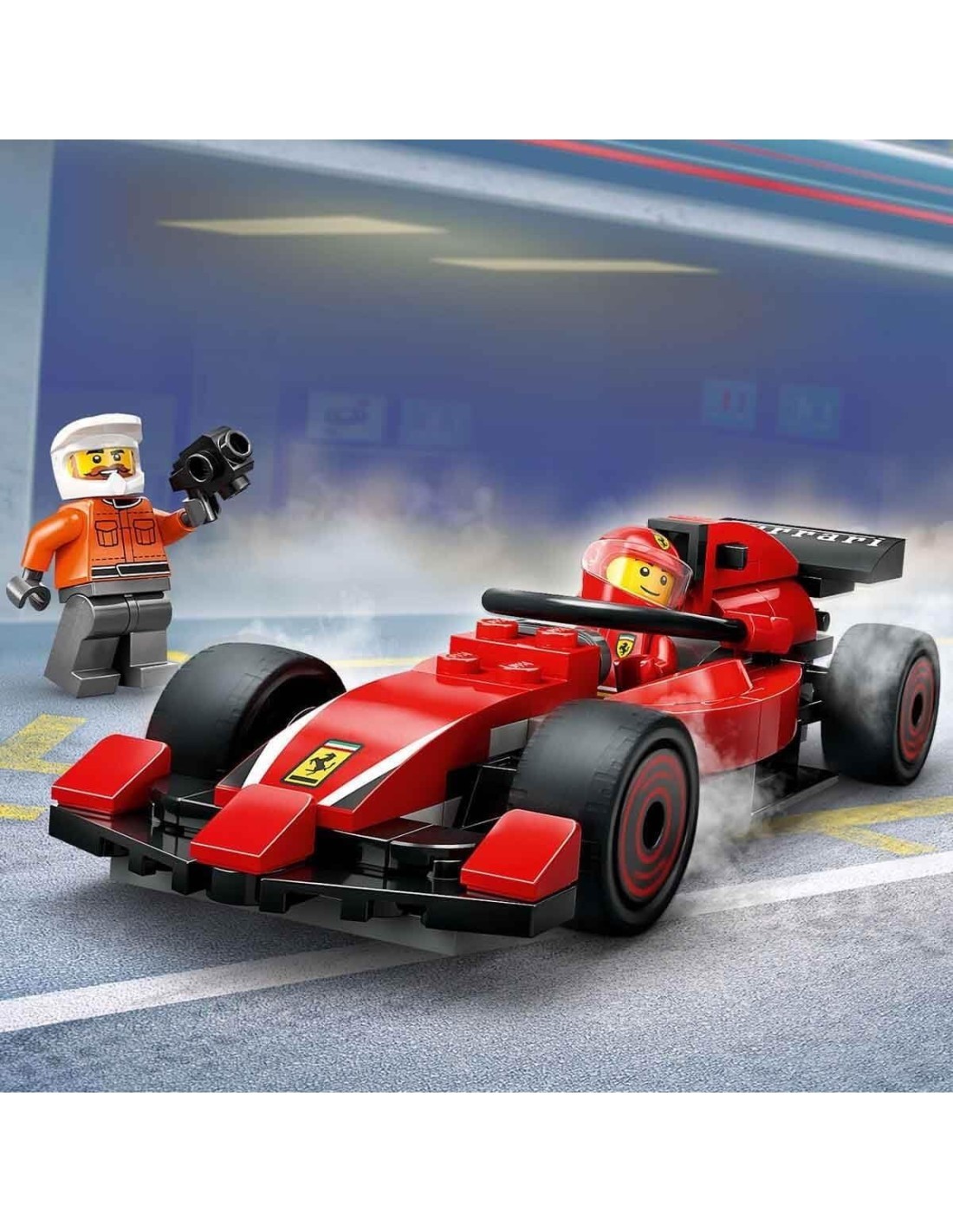 LEGO CITY PITSTOP E MECCANICI CON MONOPOSTO FERRARI F1