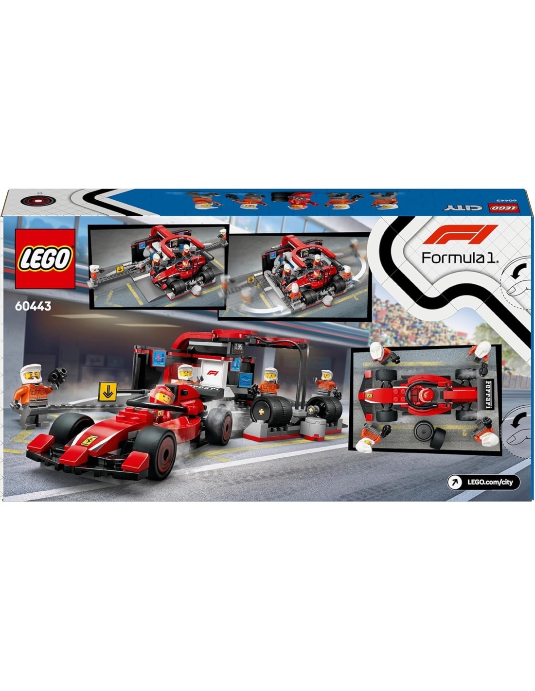 LEGO CITY PITSTOP E MECCANICI CON MONOPOSTO FERRARI F1