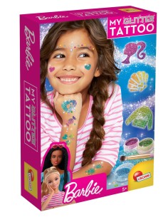 BARBIE, MY GLITTER TATTOO, KIT CREATIVO, TATUAGGI GLITTER, BAMBINI, GIOCHI CREATIVI