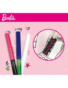 BARBIE FASHION SCHOOL, KIT CREATIVO, STENCIL, ADESIVI, PENNARELLI, 28,7X28,7X26 CM