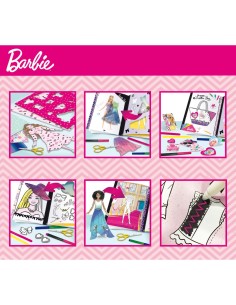 BARBIE FASHION SCHOOL, KIT CREATIVO, STENCIL, ADESIVI, PENNARELLI, 28,7X28,7X26 CM 2