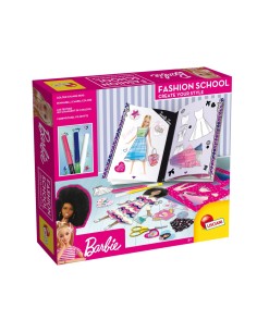 BARBIE FASHION SCHOOL, KIT CREATIVO, STENCIL, ADESIVI, PENNARELLI, 28,7X28,7X26 CM