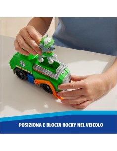 Paw Patrol Rocky Recycle Truck – Veicolo con Forche e Figura 13 cm