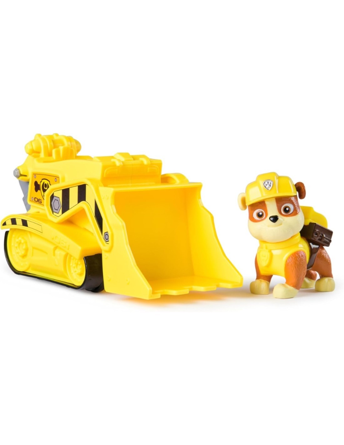 Paw Patrol Rubble Bulldozer Monster Truck – Veicolo con Figura e Ruote funzionanti