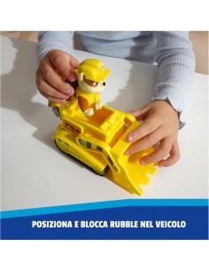 Paw Patrol Rubble Bulldozer Monster Truck – Veicolo con Figura e Ruote funzionanti