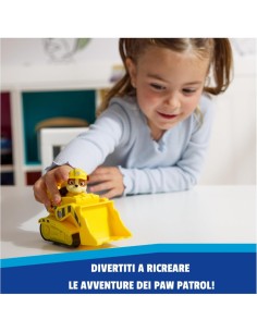 Paw Patrol Rubble Bulldozer Monster Truck – Veicolo con Figura e Ruote funzionanti