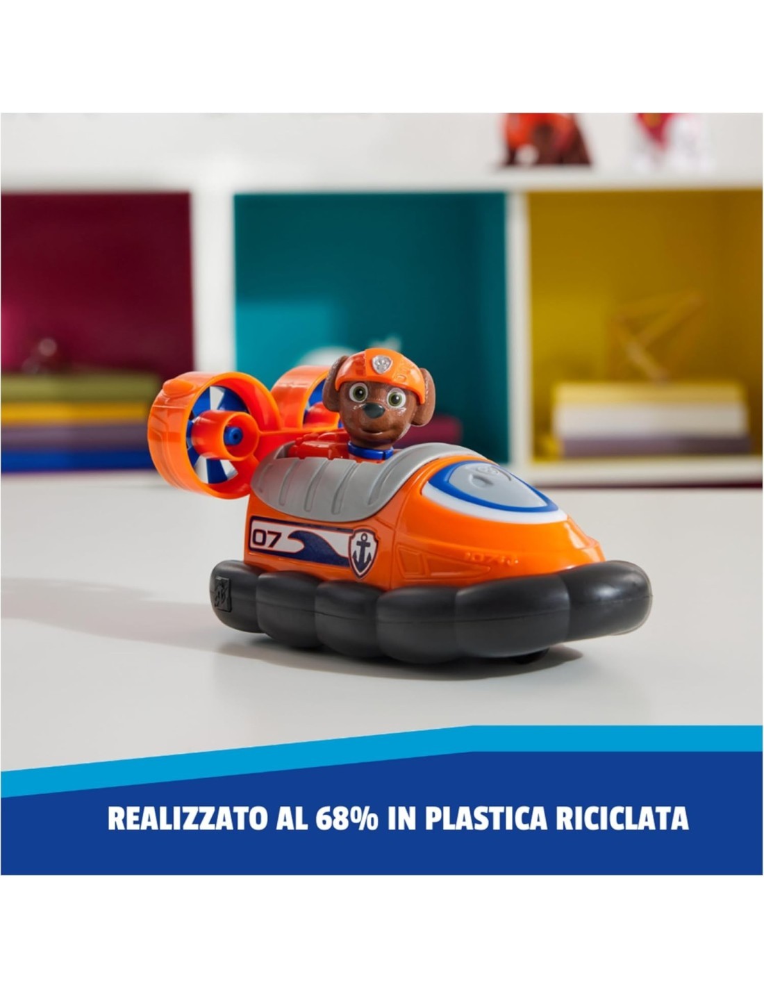 Paw Patrol Zuma Hovercraft Eco-Friendly con Figura – Veicolo da 13 cm