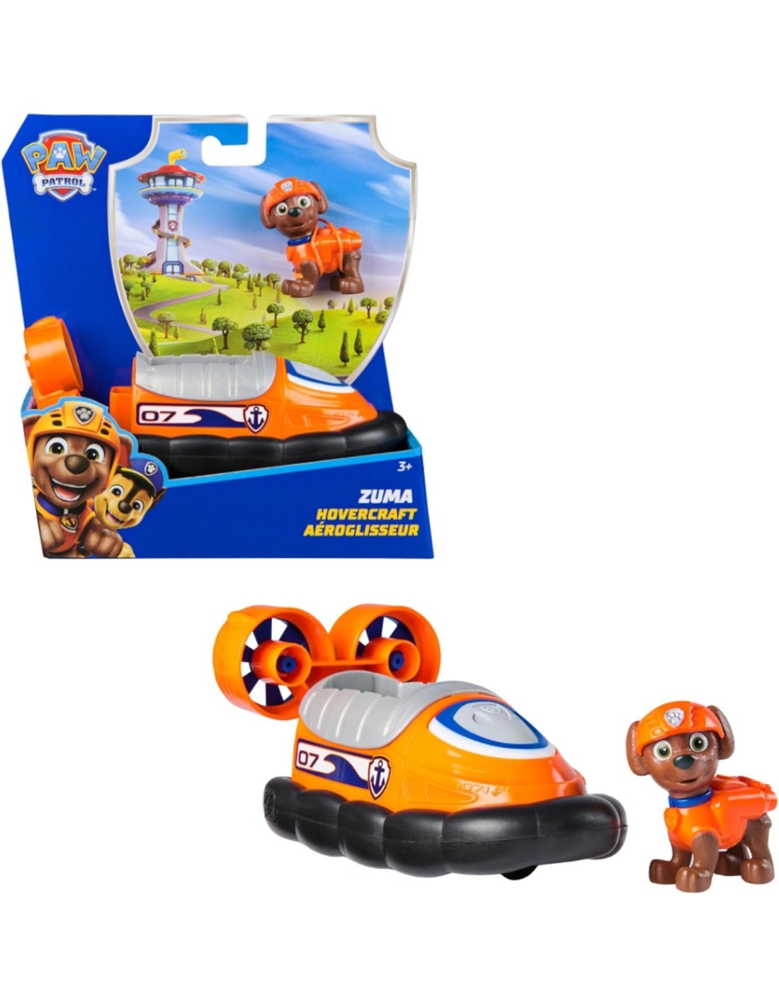 Paw Patrol Zuma Hovercraft Eco-Friendly con Figura – Veicolo da 13 cm