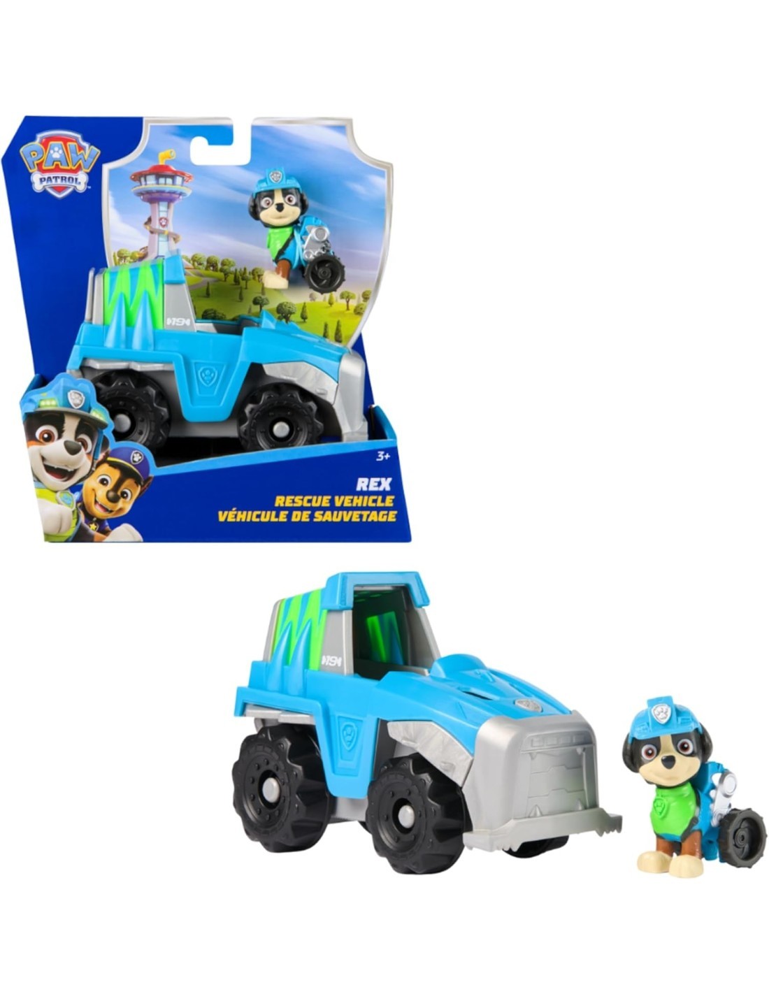 PAW Patrol Veicolo con Rex Personaggio Dinosauro in Plastica Riciclata