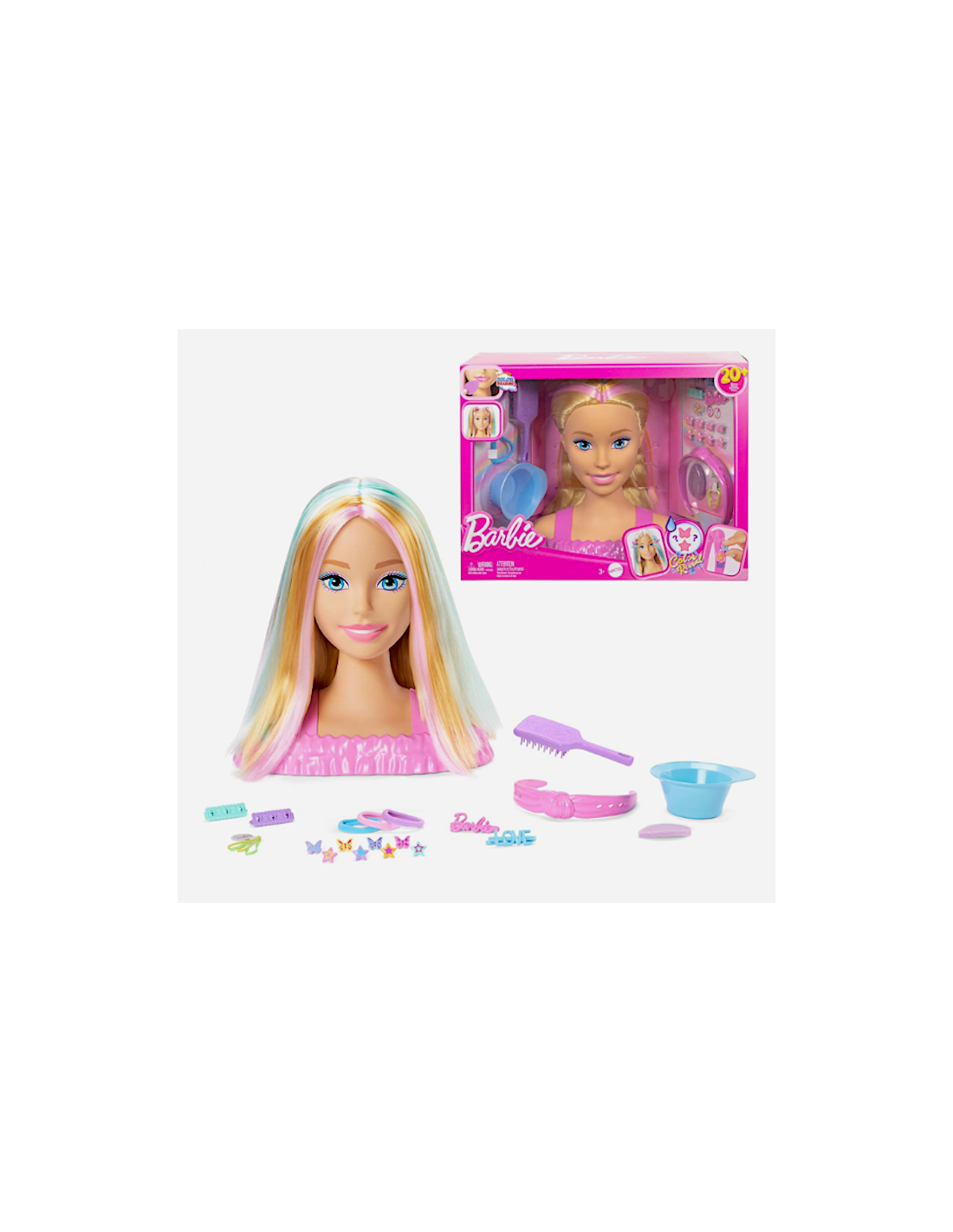Mattel Barbie Testa Pettinabile Deluxe con Capelli Biondi e 20 Accessori