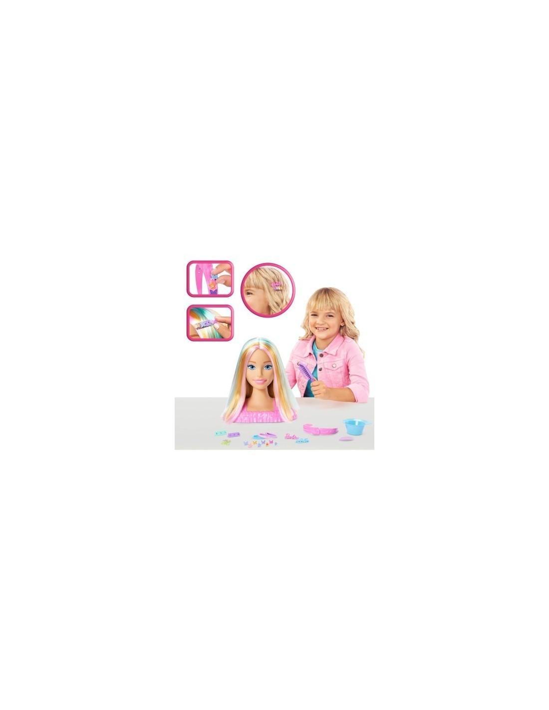 Mattel Barbie Testa Pettinabile Deluxe con Capelli Biondi e 20 Accessori