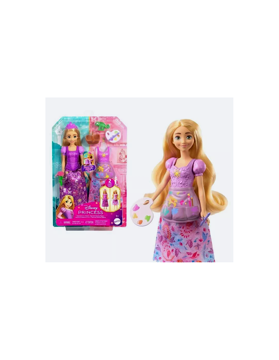 Rapunzel Disney Princess 2 Storie in 1 con 2 Look Completi e 9 Accessori