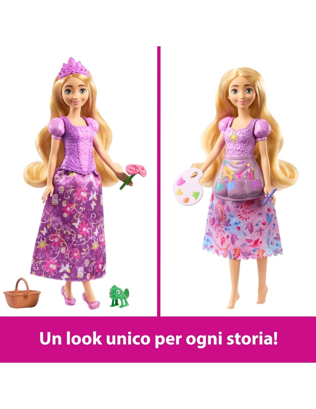 Rapunzel Disney Princess 2 Storie in 1 con 2 Look Completi e 9 Accessori