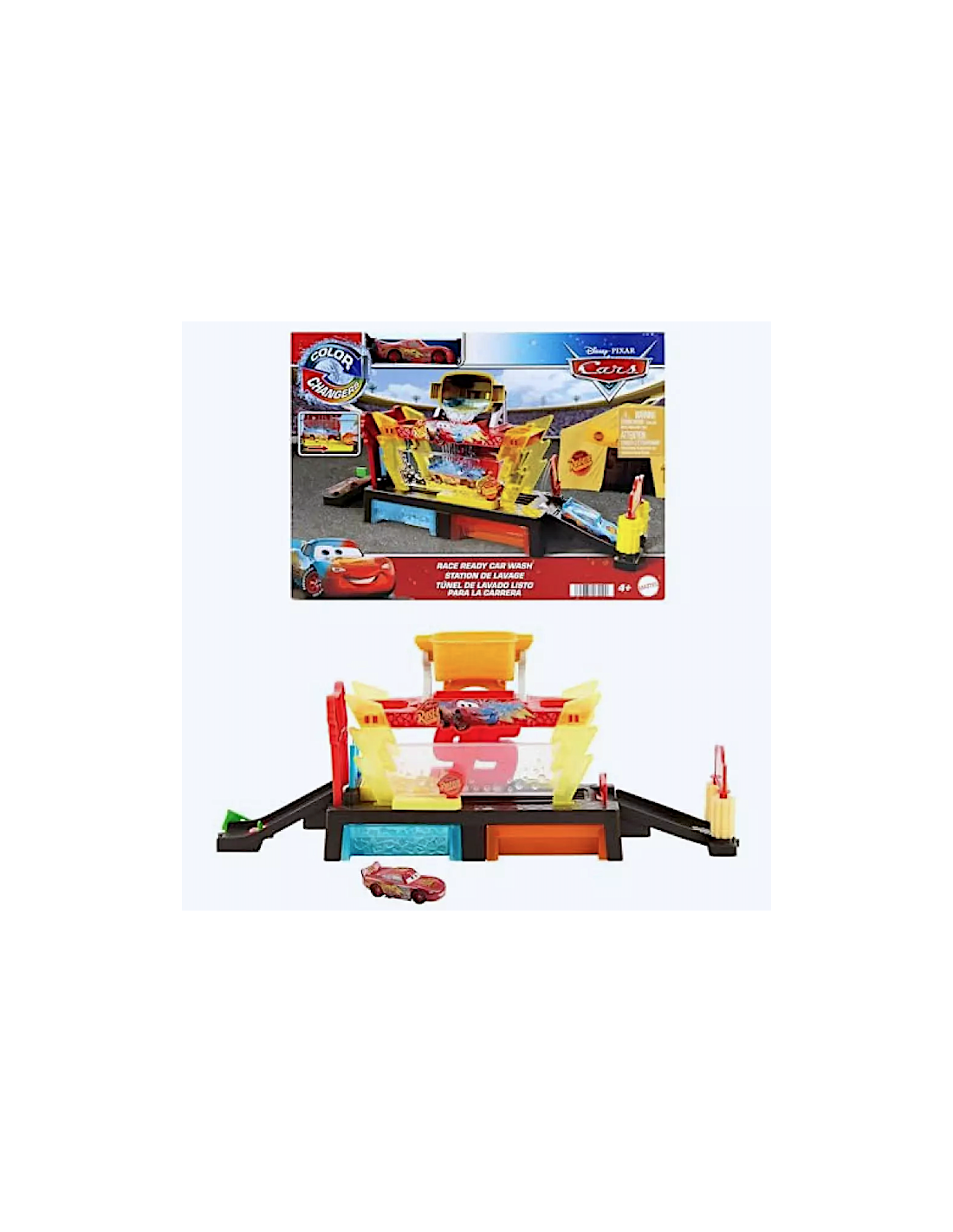 Disney Pixar Cars Autolavaggio Corsa Cambia Colore con Saetta McQueen