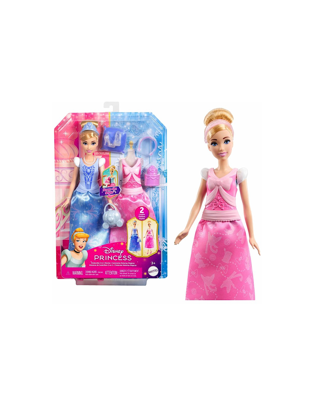 Cenerentola Disney Princess 2 Storie in 1 con 2 Look Completi e 9 Accessori