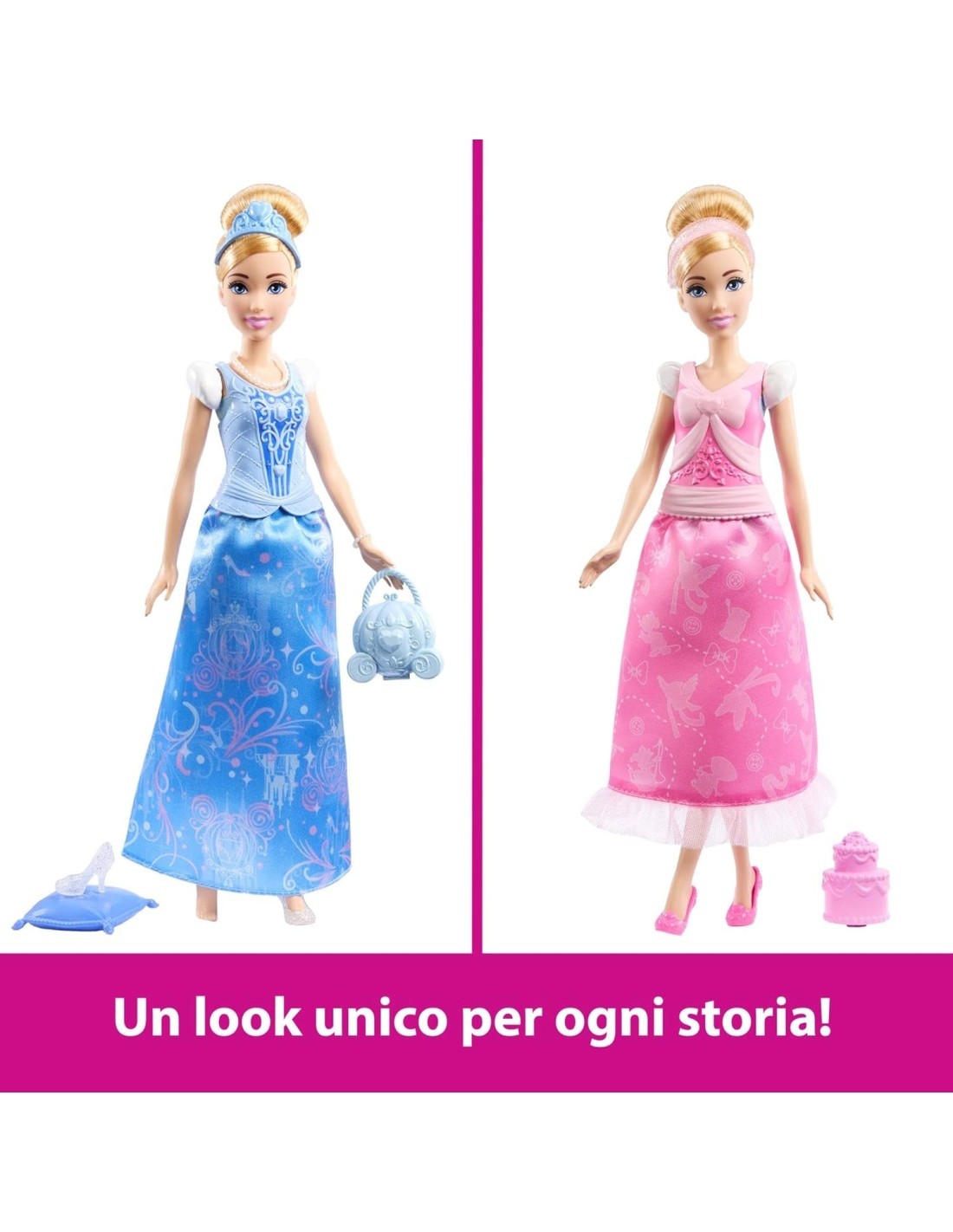 Cenerentola Disney Princess 2 Storie in 1 con 2 Look Completi e 9 Accessori