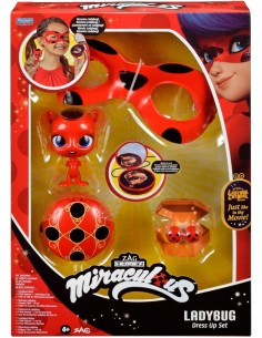MIRACULOUS LADYBUG, SET DI TRASFORMAZIONE, COSTUME LADYBUG, MASCHERA YOYO ORECCHINI TIKKI KWAMI 2