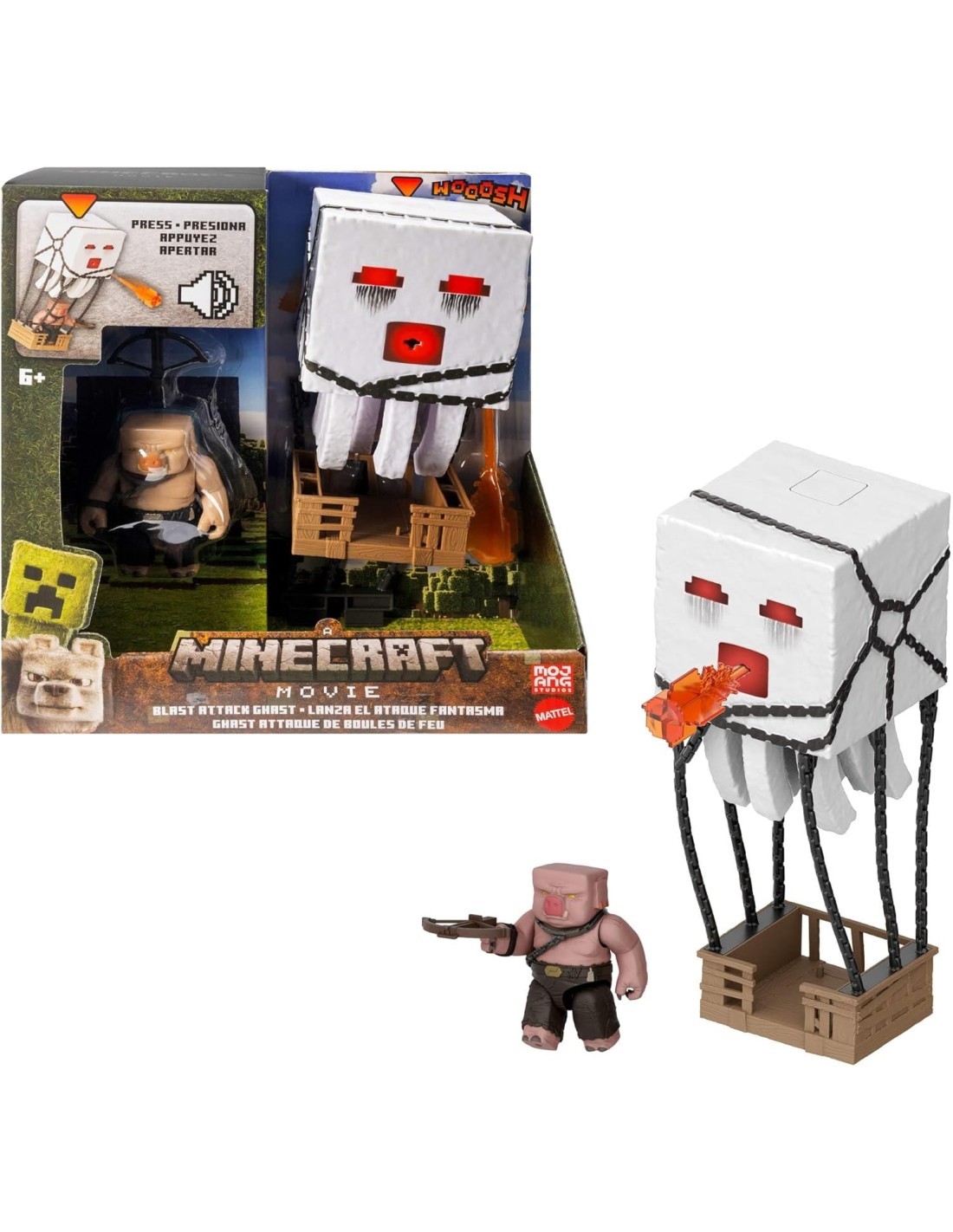 Mattel Minecraft – Ghast Attacco Esplosivo con Piglin Guerriero