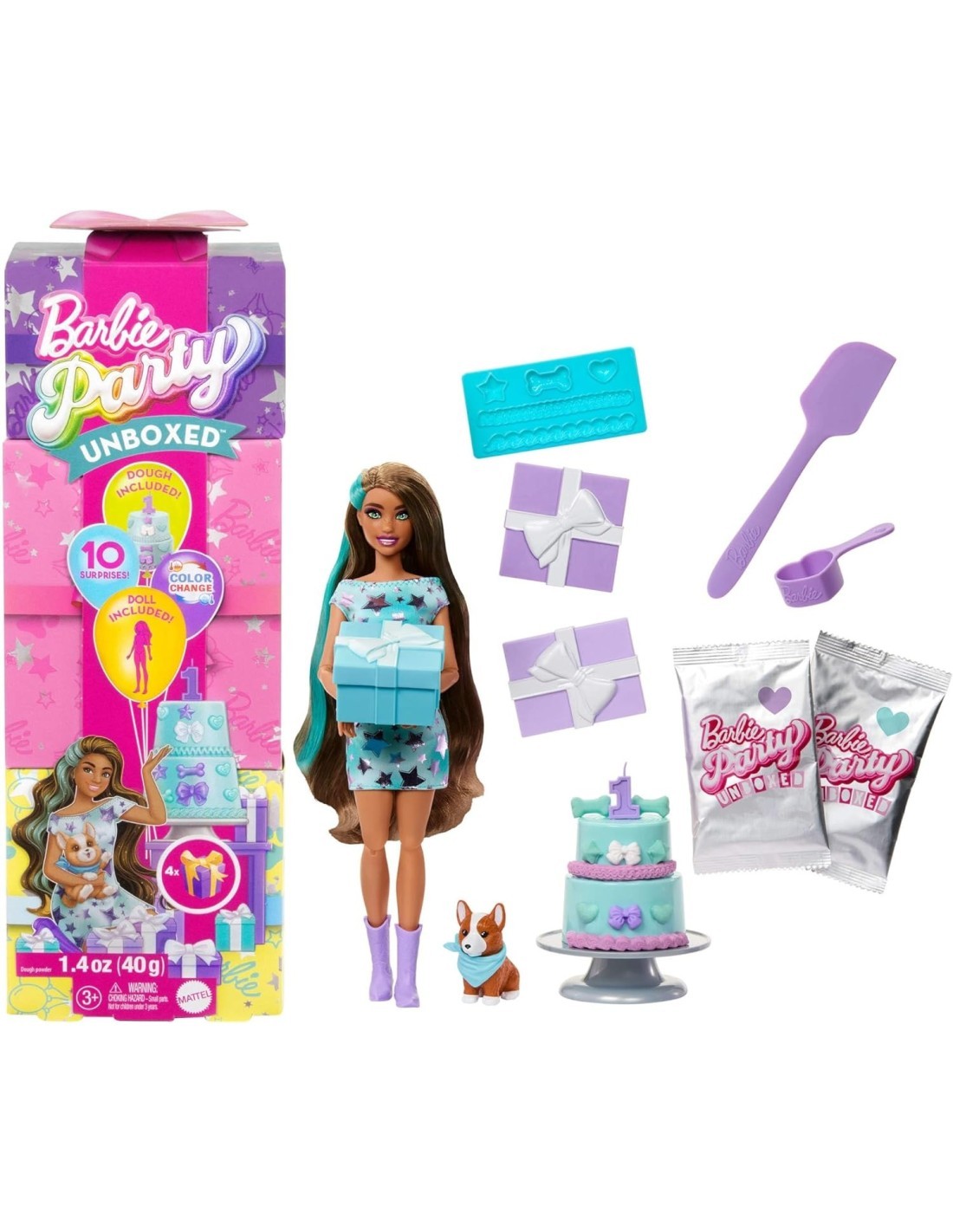 BARBIE, PARTY SURPRISE, PARTY STARS, BAMBOLA, 3+ ANNI