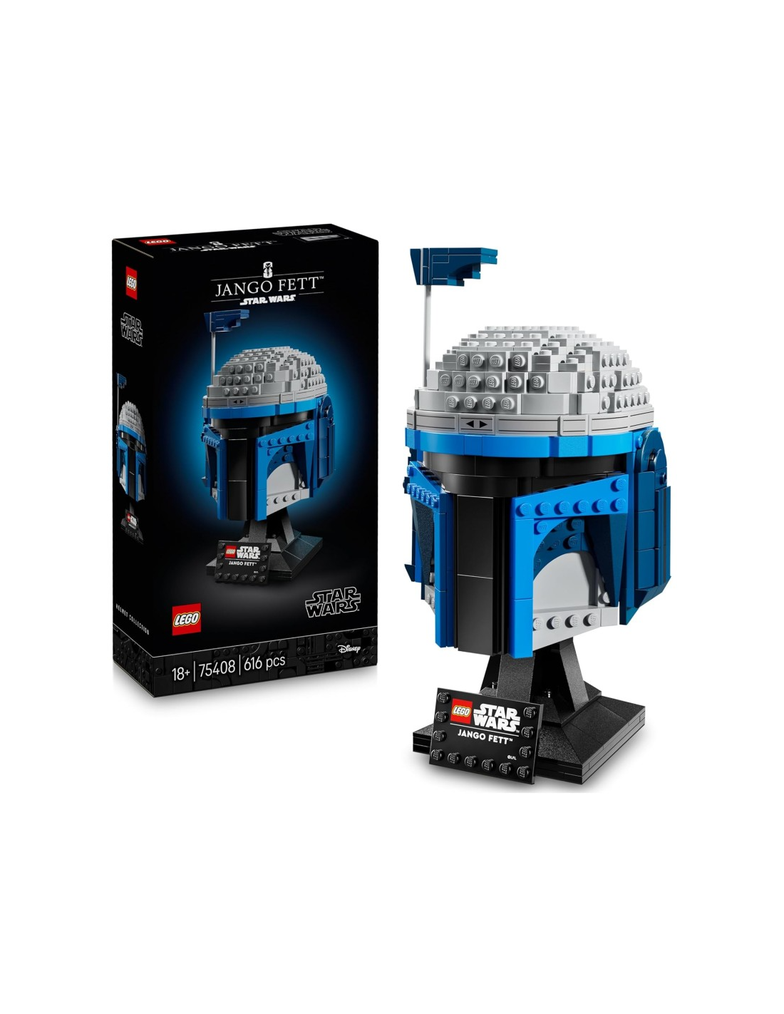 LEGO STAR WARS 75408 CASCO DI JANGO FETT, MODELLINO DA COSTRUIRE PER ADULTI, CON SUPPORTO, TARGHETTA, ANTENNA
