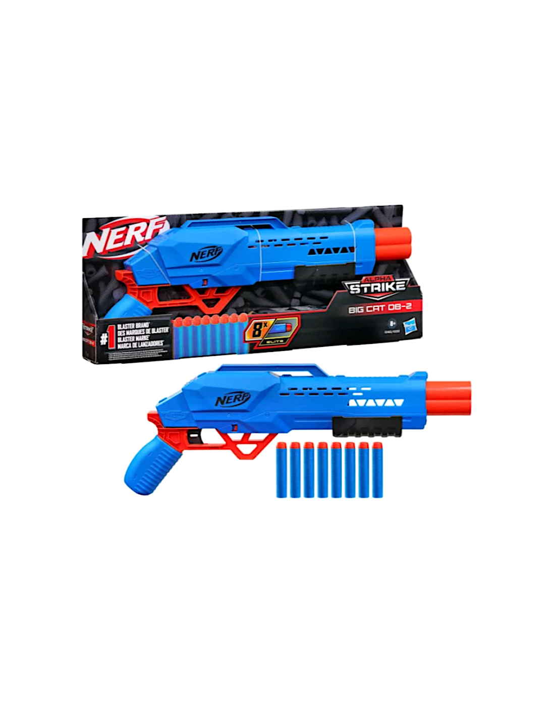 NERF F2463 BIG CAT DB-2, BLASTER LANCIA DARDI, GIOCO PER BAMBINI +8 ANNI