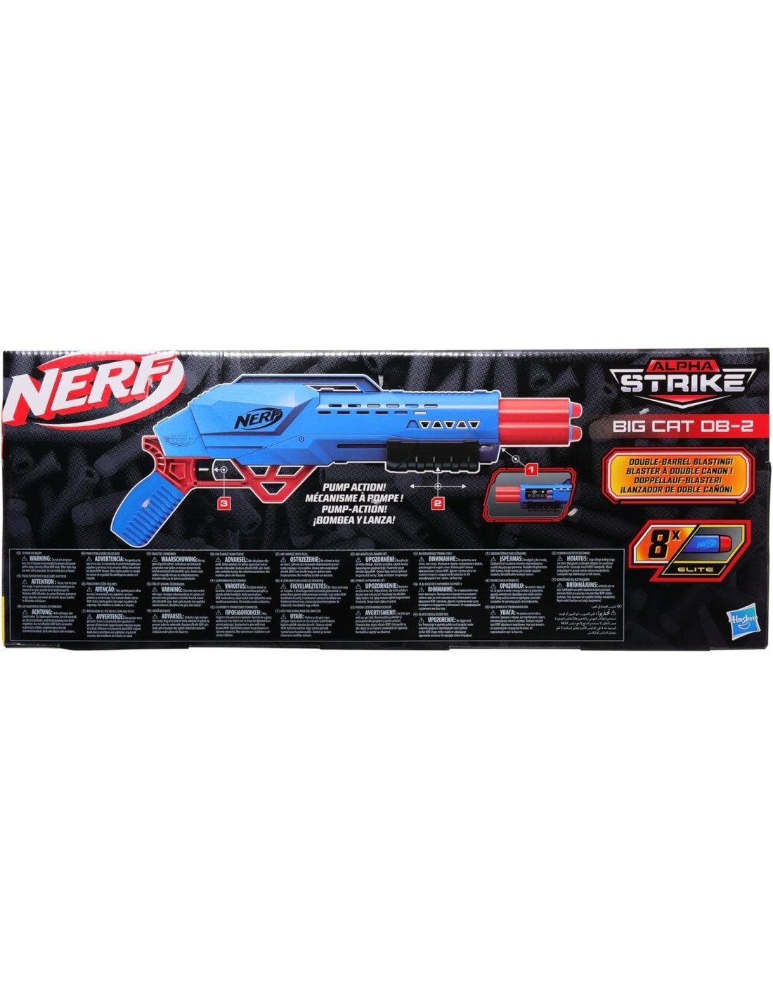 NERF F2463 BIG CAT DB-2, BLASTER LANCIA DARDI, GIOCO PER BAMBINI +8 ANNI