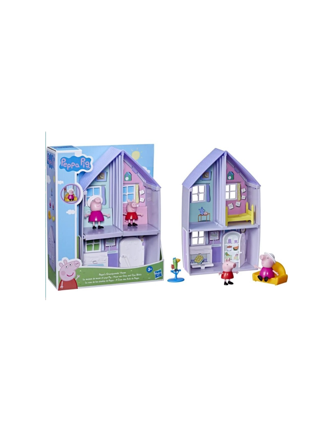 PEPPA PIG CASA DEI NONNI -  SET GIOCO CON 2 PERSONAGGI E 3 ACCESSORI, BAMBINI +3 ANNI, MULTICOLORE