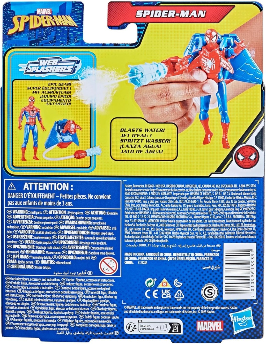 SPIDERMAN F8294, PERSONAGGIO BLAST WATER, ACTION FIGURE 15CM, GIOCATTOLO MARVEL PER BAMBINI