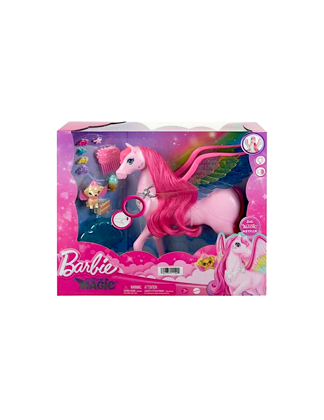 BARBIE ATOM PEGASUS, CAVALLO UNICORNO HLC40, GIOCATTOLO PER BAMBINI, FANTASY, 3+ ANNI