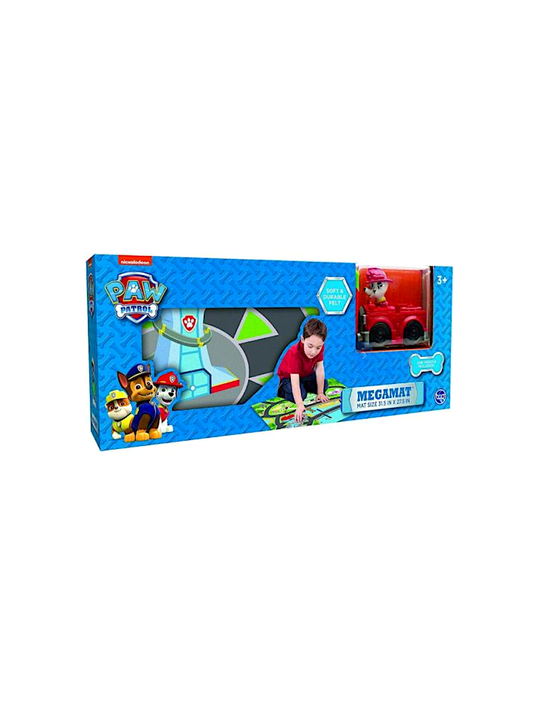 PAW PATROL PAW123040, PLAYMAT IN FELTRO CON VEICOLO, TAPPETO GIOCO MORBIDO, GIOCO BAMBINI +3 ANNI