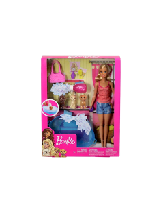 BARBIE BAMBOLA CON 3 CUCCIOLI E VASCA CON ACCESSORI GDJ37