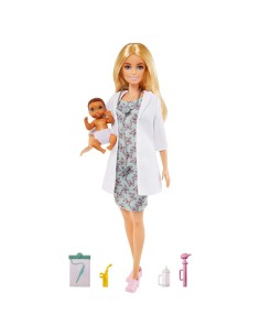 BARBIE, PLAYSET PEDIATRA CON BAMBOLA BIONDA, NEONATA, ACCESSORI MEDICI, GVK03, GIOCO DI RUOLO, BARBIE DOTTORE 2