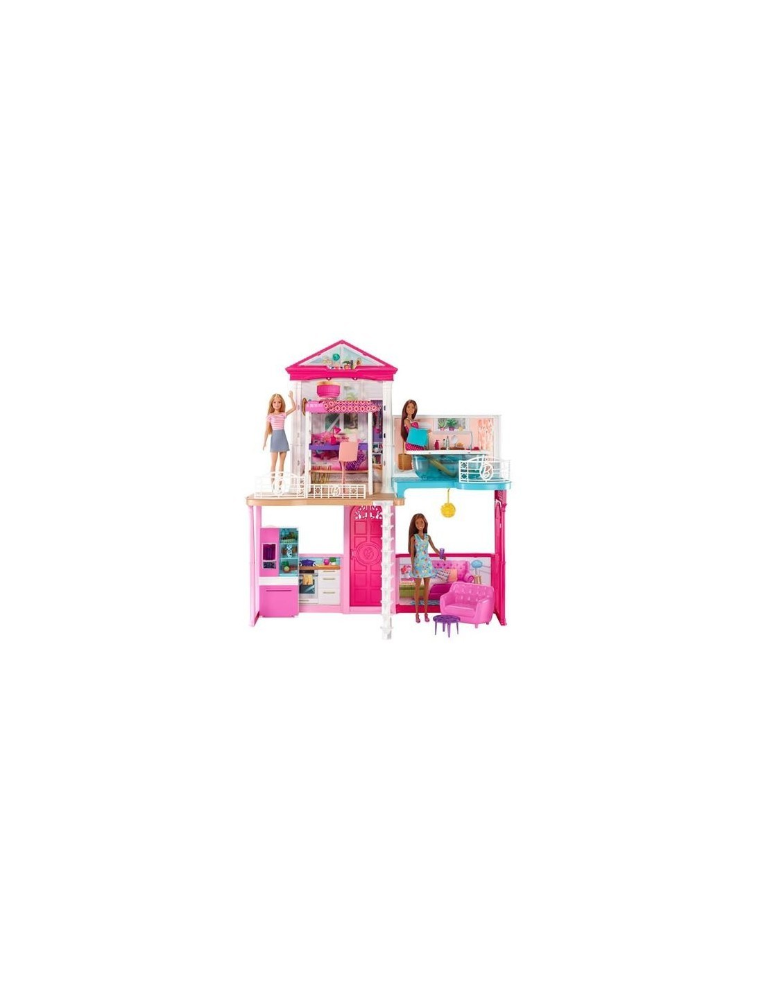 BARBIE VILLA DELLE BAMBOLE CON 3 BAMBOLE ED ACCESSORI GLH56