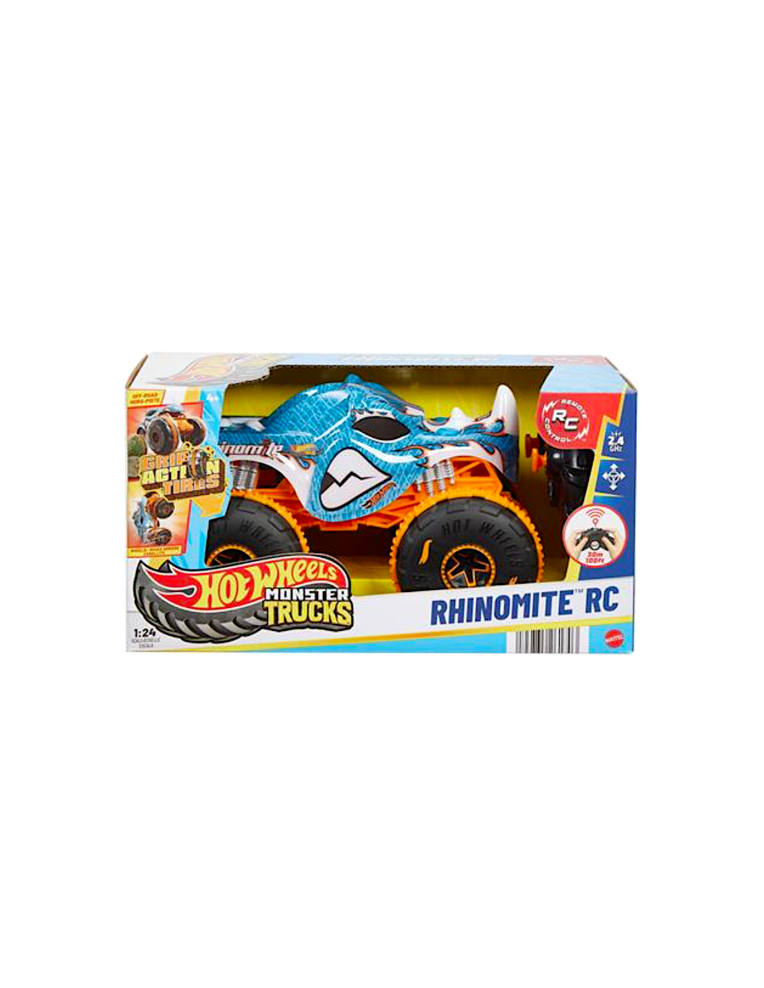 HOTWHEELS JBK11 MONSTER TRUCK RHINOMITE RADIOCOMANDATO, GIOCATTOLO BAMBINI + 4 ANNI