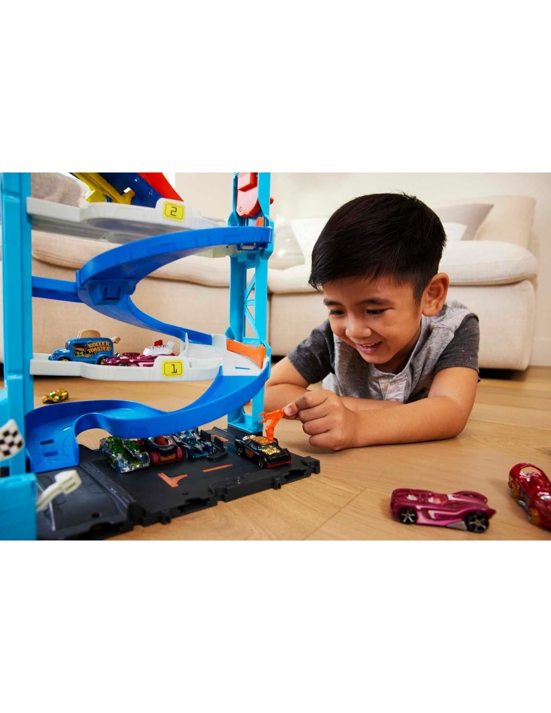 HOT WHEELS CITY PLAYSET, PISTA MACCHININA, TORRE 2 IN 1, ASCENSORE AZIONABILE, GIOCATTOLO 3+ ANNI, HKX43