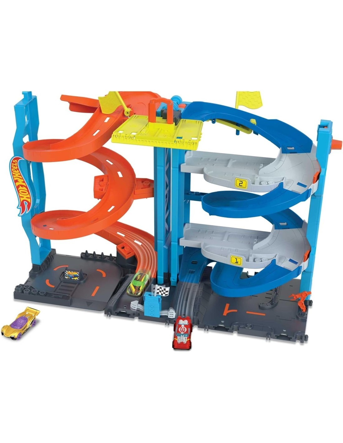 HOT WHEELS CITY PLAYSET, PISTA MACCHININA, TORRE 2 IN 1, ASCENSORE AZIONABILE, GIOCATTOLO 3+ ANNI, HKX43