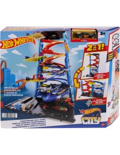 HOT WHEELS CITY PLAYSET, PISTA MACCHININA, TORRE 2 IN 1, ASCENSORE AZIONABILE, GIOCATTOLO 3+ ANNI, HKX43