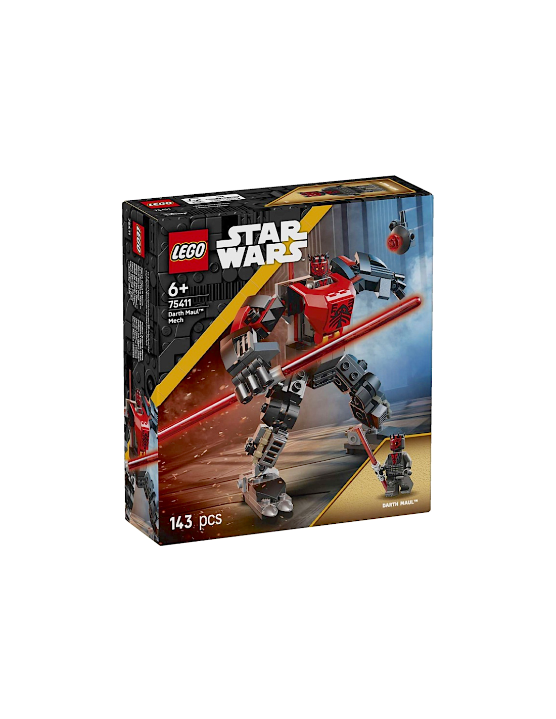 LEGO STAR WARS 75411 MECH DARTH MAUL, ACTION FIGURE, CON SPADA LASER DOPPIA, + 6 ANNI
