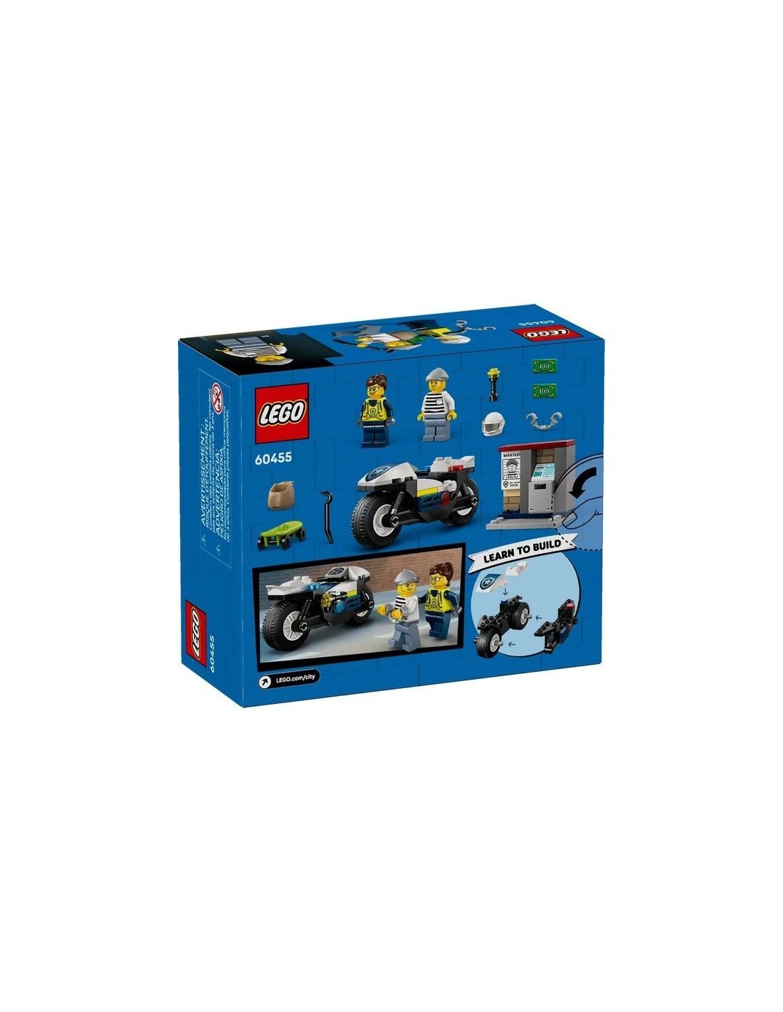 LEGO CITY 60455 MOTO DELLA POLIZIA, CON MINIFIGURE ED ACCESSORI, PER BAMBINI + 5 ANNI