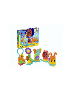 MEGA BLOKS HKN42, SAFARI SCUOTI E SUONA, 15 PEZZI, ANIMALI MONTABILI, GIOCATTOLO SENSORIALE +1 ANNO