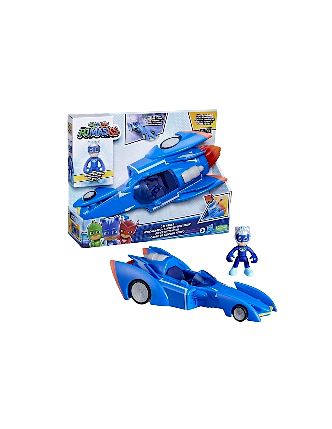 PJ MASKS F6213 CAT RACER CON PERSONAGGIO, VEICOLO SUPER PIGIAMINI, GIOCATTOLO PER BAMBINI