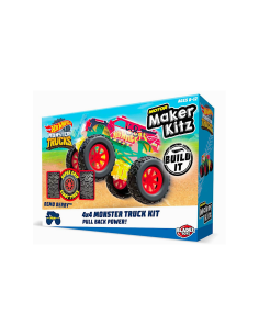HOTWHEELS HTW17552 MONSTER TRUCK KIT MOTORIZZATO AUTO DA COSTRUIRE, GIOCATTOLO BAMBINI, PULL-BACK, RUOTE GOMMA, +5 ANNI
