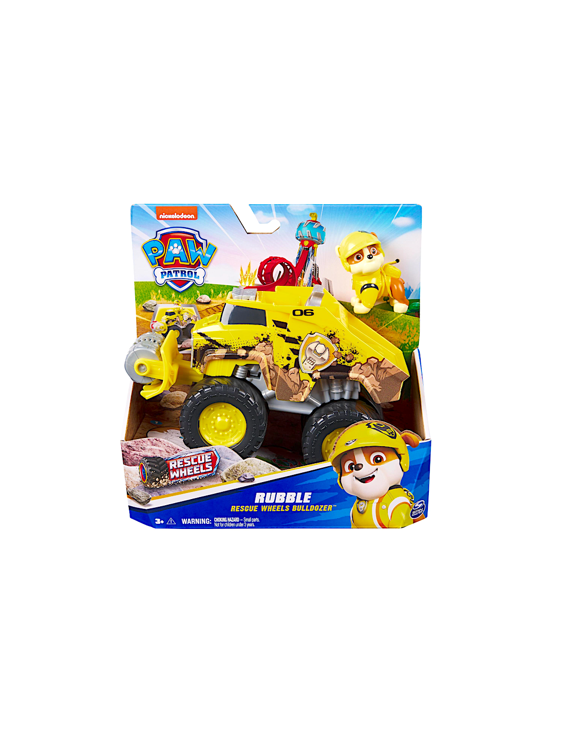 Paw Patrol Rescue Wheels Bulldozer di Rubble con Figura e Funzione Bulldozer